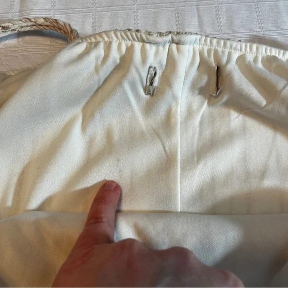 Women's Boho Gold & Tan Maxi Dress Braided Spaghetti Straps 100% Cotton - Picture 8 of 10